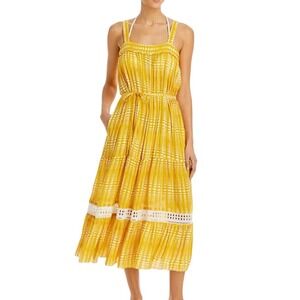 Lemlem Liya Kebede Yellow Tiered Midi Dress Size Small